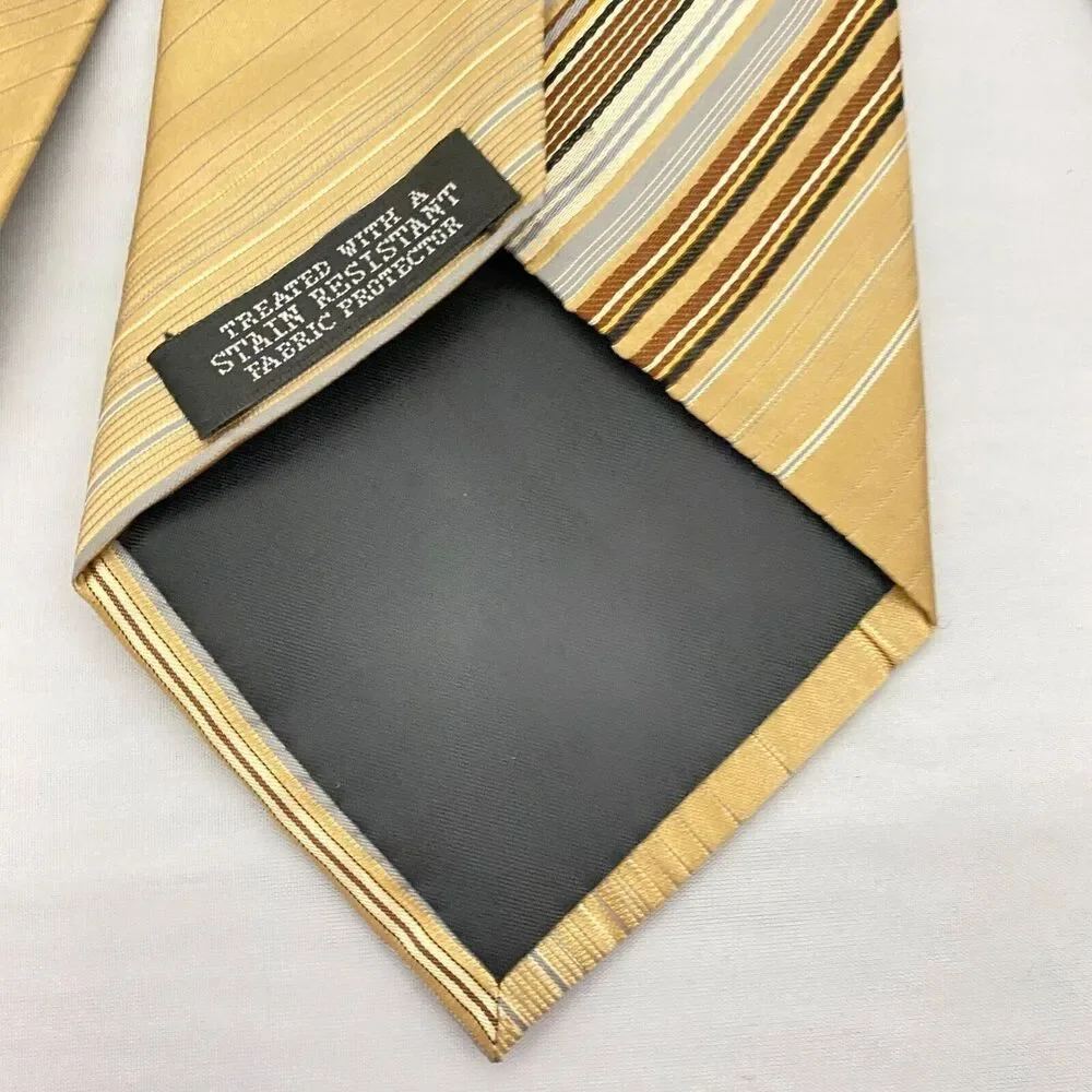 #5573 Geofrey Beene Men's Gold Striped Necktie, Tie 57x4